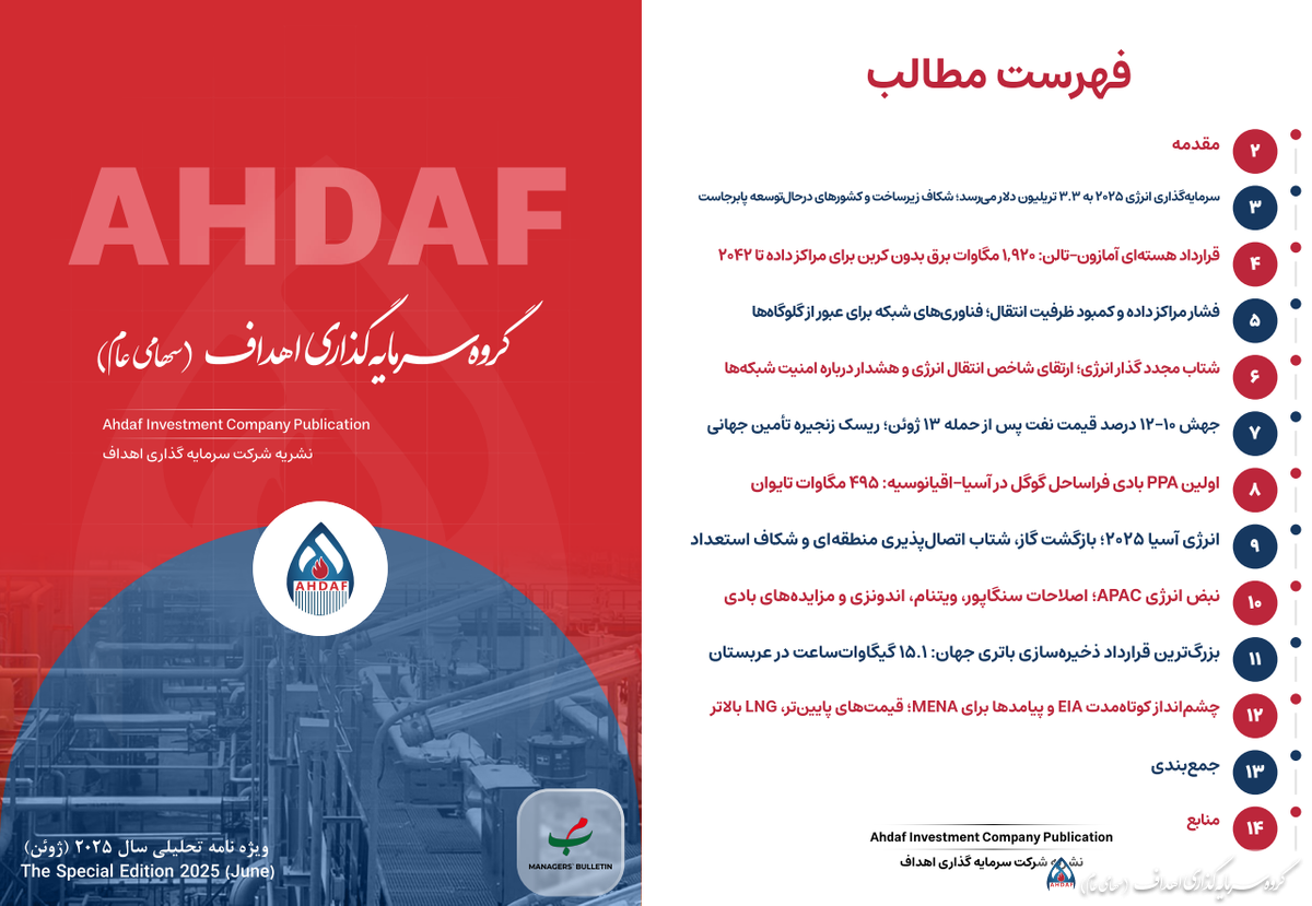 نشریه ماهیانه سرمایه‌گذاری انرژی اهداف ماه ژوئن ۲۰۲۵ (۱۱ خرداد لغایت ۹ تیر ۱۴۰۴)