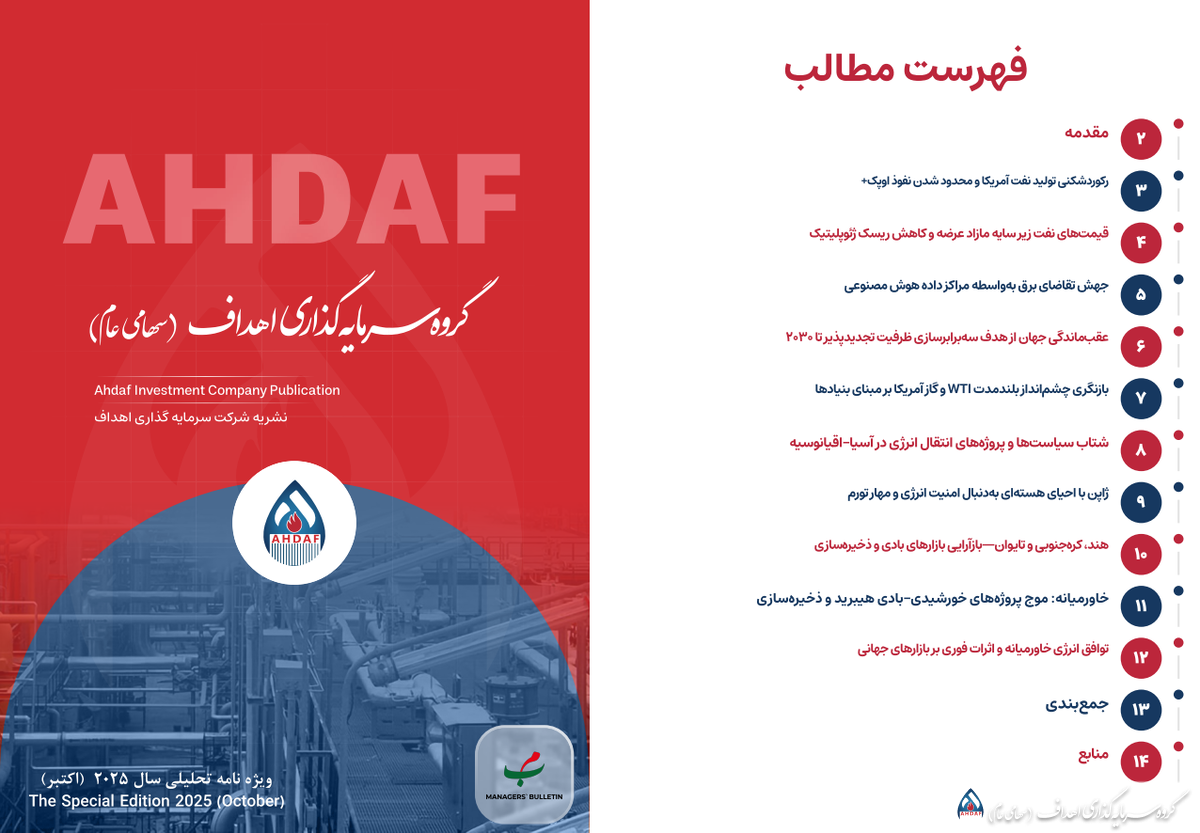 نشریه ماهیانه سرمایه‌گذاری انرژی اهداف ماه اکتبر ۲۰۲۵ (۹ مهر لغایت ۹ آبان ۱۴۰۴)