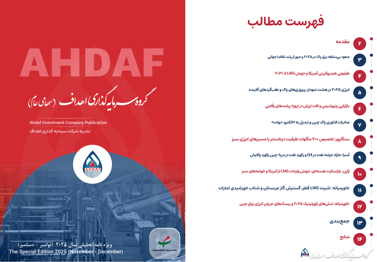 نشریه ماهیانه سرمایه‌گذاری انرژی اهداف ماه اکتبر ۲۰۲۵ (۱۰ آبان لغایت ۹ آذر ۱۴۰۴)