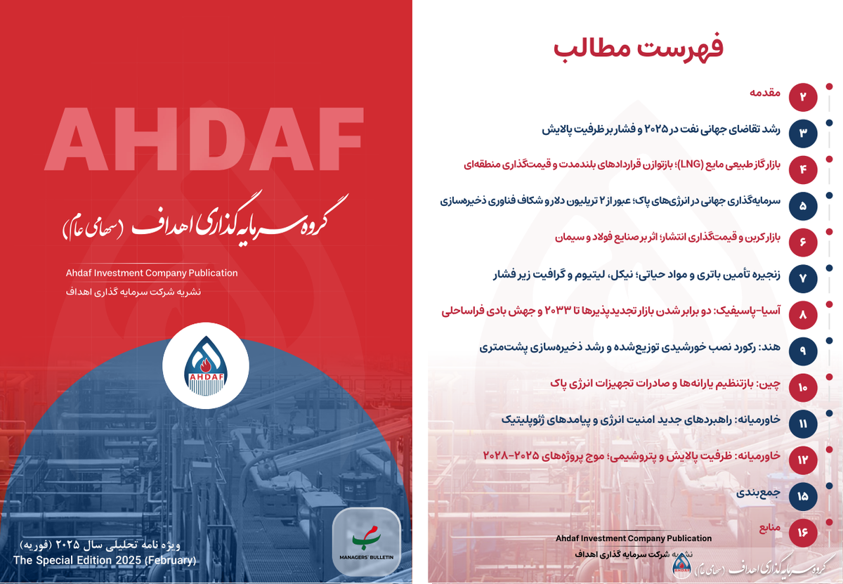 نشریه ماهیانه سرمایه‌گذاری انرژی اهداف ماه فوریه ۲۰۲۵ (۱۲ بهمن لغایت ۱۱ اسفند ۱۴۰۳)